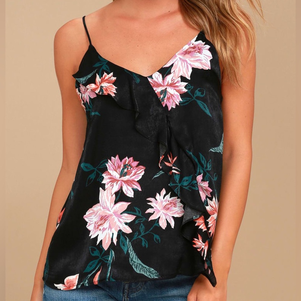 Silky Floral Ruffle Camisole